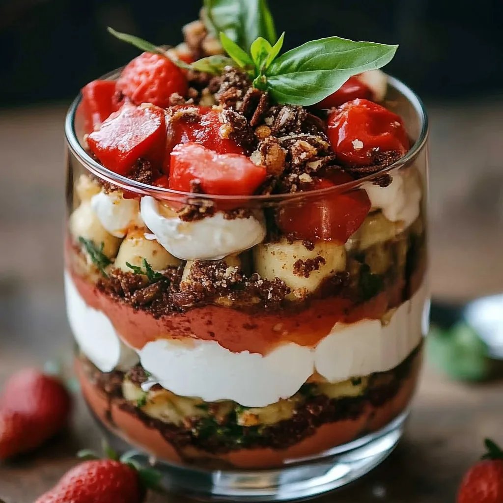 Tomaten-Mozzarella-Tiramisu im Glas