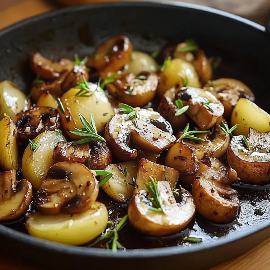 Champignon-Kartoffel-Pfanne mit Frühlingszwiebeln
