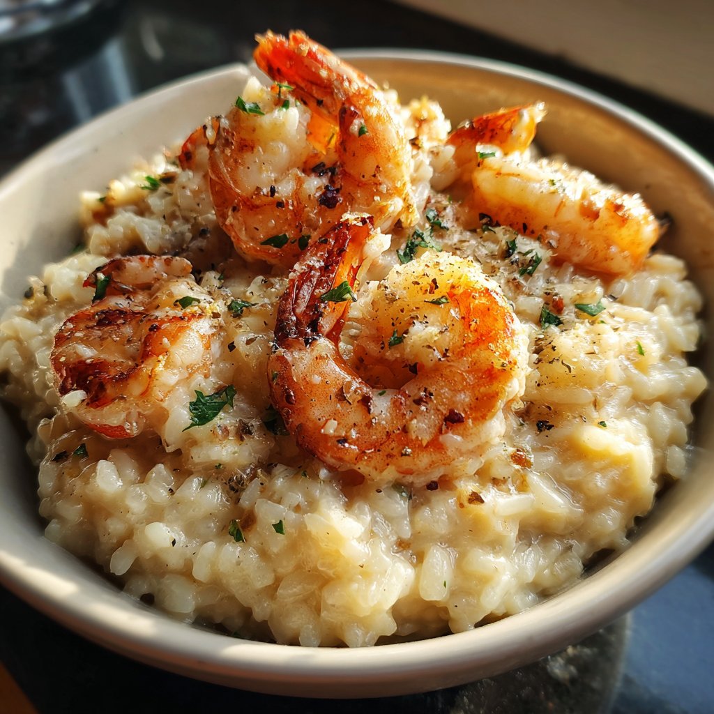 Risotto mit Garnelen und Knoblauch