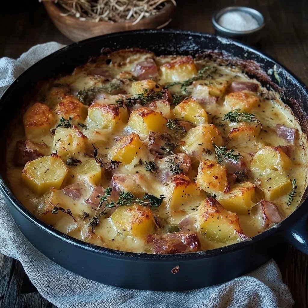 Kartoffel-Rosenkohlauflauf mit Kasseler