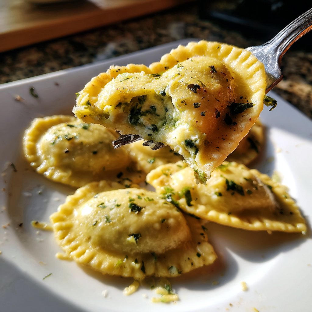 Herzförmige Ravioli mit Ricottafüllung