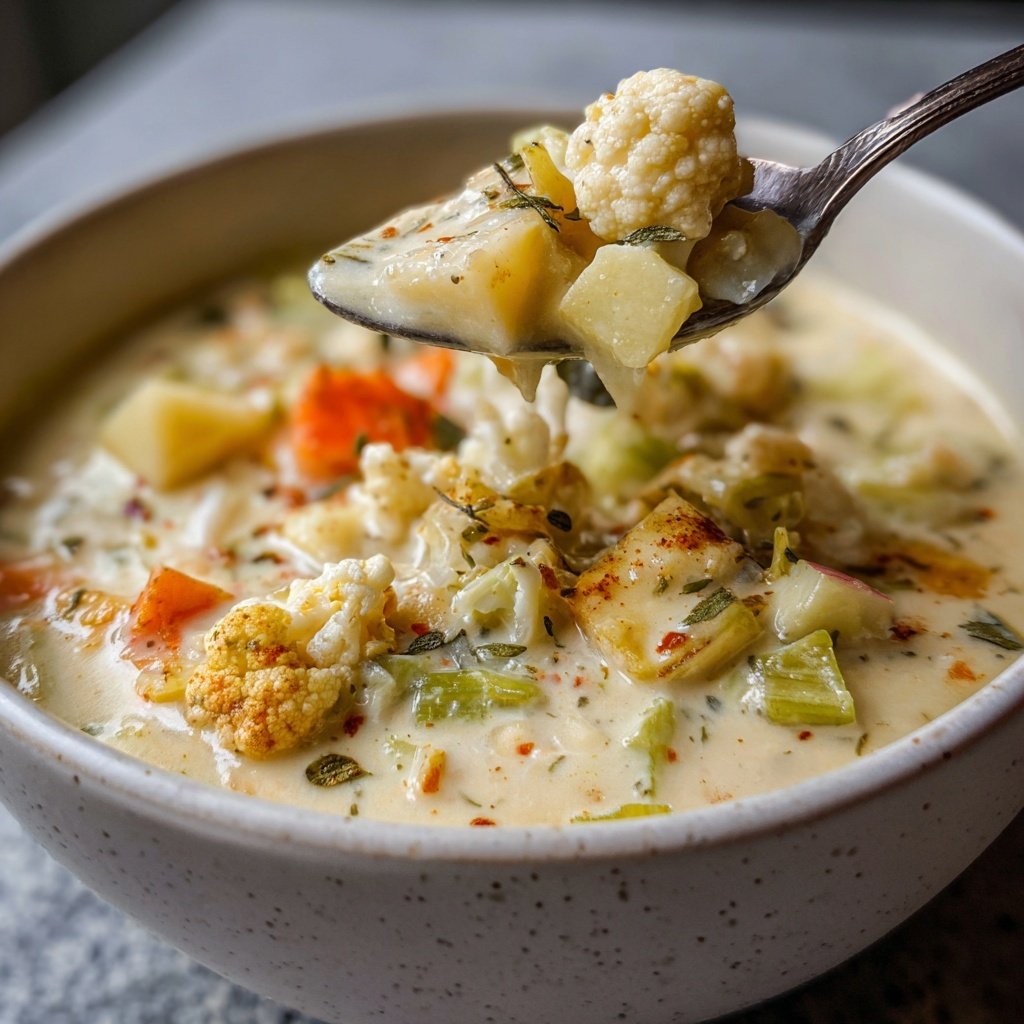 Blumenkohlsuppe mit Sellerie und Apfel