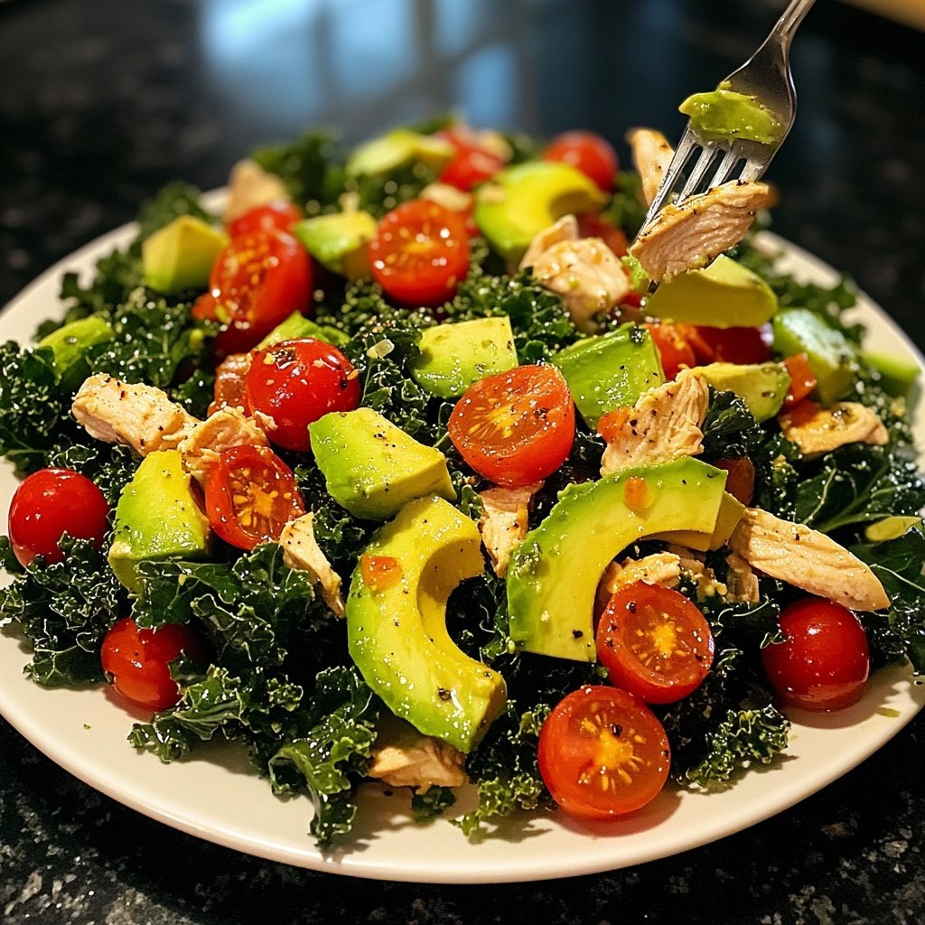 Gesunder Grüne Kohl Hühnchen Salat