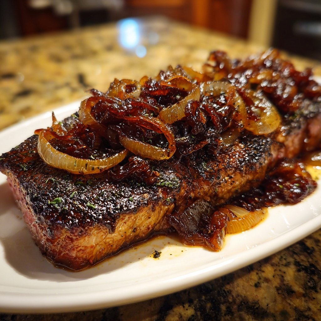 Steak mit Balsamico-Zwiebeln
