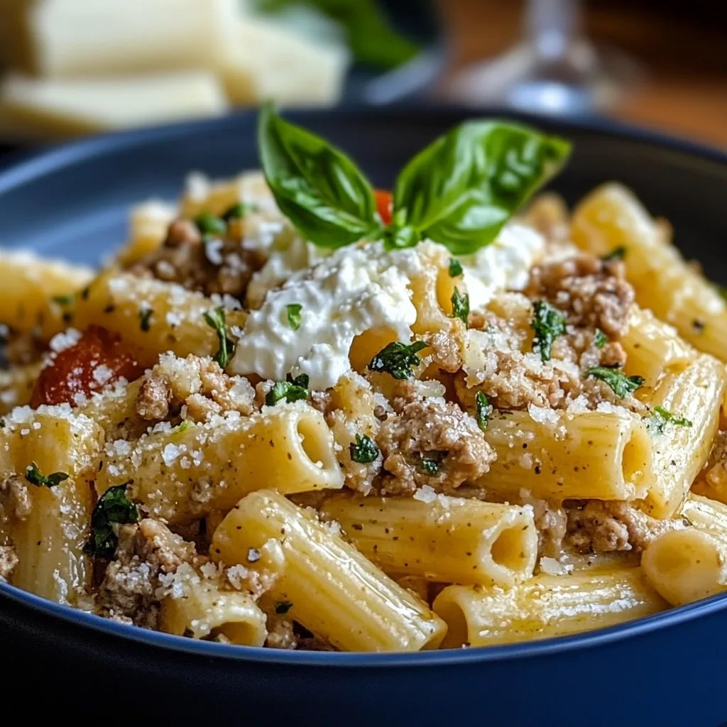 Rigatoni in Hack-Feta-Creme