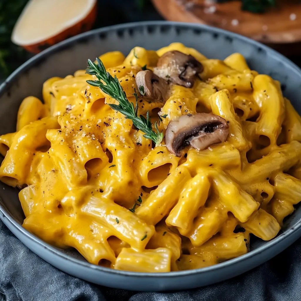 Cremiges Nudelgericht mit Kürbis