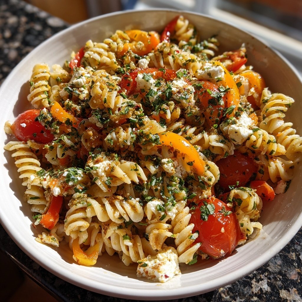Mediterraner Nudelsalat Mit Feta